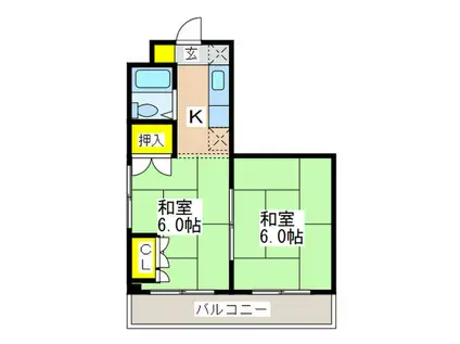 高尾ビル(2K/3階)の間取り写真