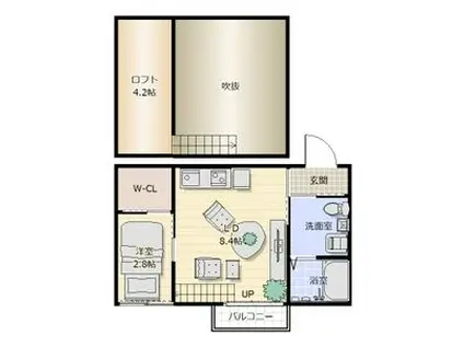 PREMIUM LIFE M(1LDK/2階)の間取り写真