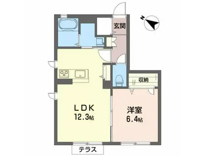 シャーメゾン ラポール(1LDK/1階)の間取り写真