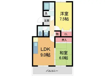ハイアットホーム北名次(2LDK/2階)の間取り写真