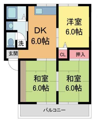 ルミエール中山(3DK/1階)の間取り写真