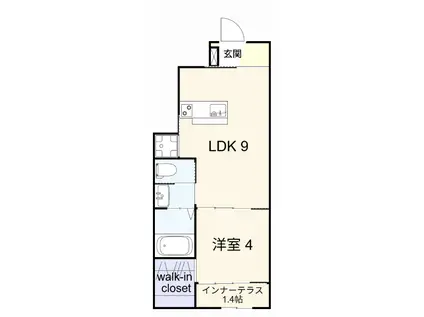 CHAT NOIR M.M(1LDK/1階)の間取り写真