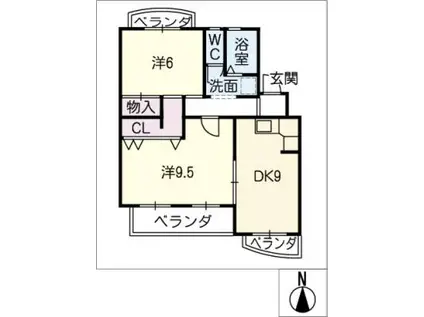 伏見瑞穂ハイツ(2DK/2階)の間取り写真