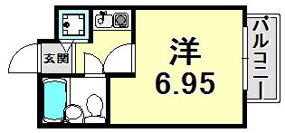 べルトピア西宮I(1K/2階)の間取り写真