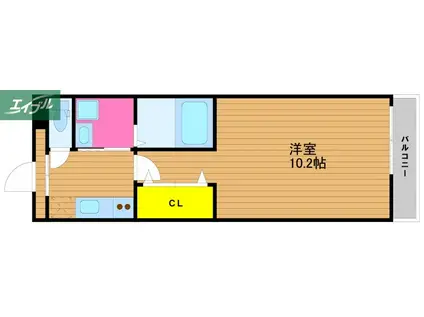 AQUA Β棟(1K/1階)の間取り写真