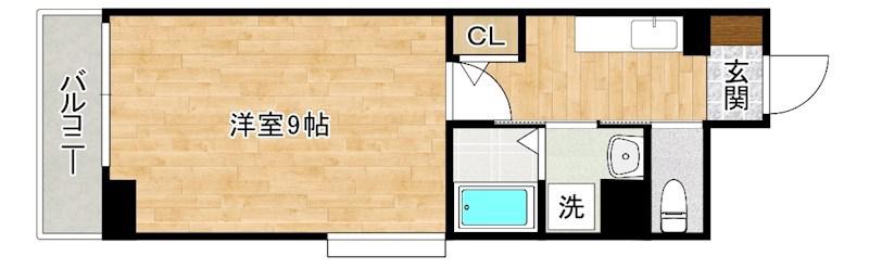 HILLS鍛冶町(1K/12階)の間取り写真