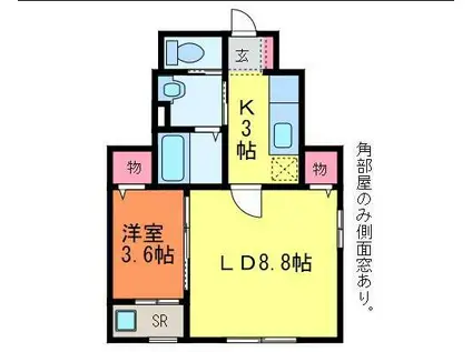 FERIO万代(1LDK/1階)の間取り写真