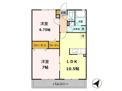 サニーフラットカワベ(2LDK/2階)の間取り写真