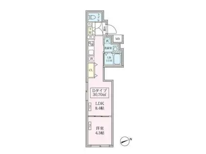 スカイコートリュクス品川大崎(1K/3階)の間取り写真