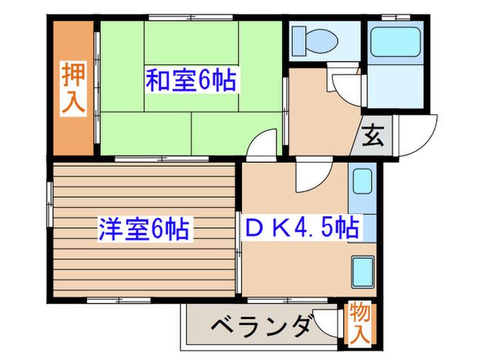 サンアローズ名取(2DK/3階)の間取り写真