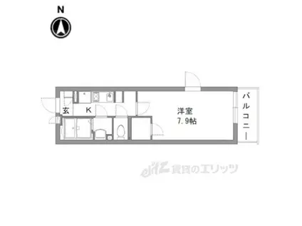 クレイノ蓬莱(1K/3階)の間取り写真