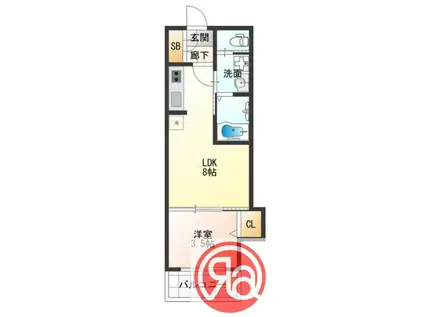 H-MAISON東住吉III(1LDK/1階)の間取り写真