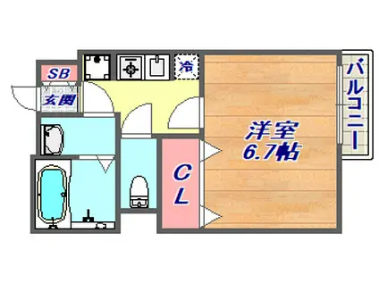 セジュール西岡本(1K/1階)の間取り写真