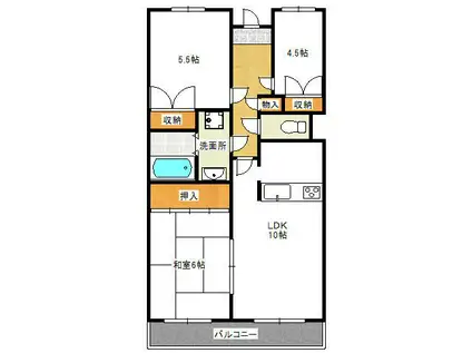 パシフィックマンション広瀬橋(3LDK/3階)の間取り写真
