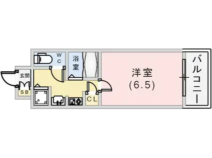 ロイヤルヒル神戸三ノ宮II(1K/4階)の間取り写真