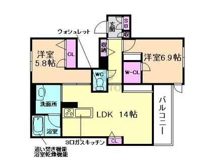フォンテボヌール5(2LDK/3階)の間取り写真