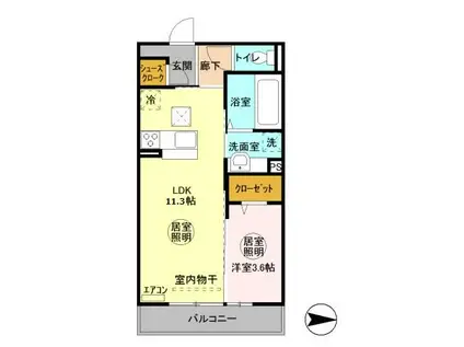 プラムマハール(1LDK/1階)の間取り写真