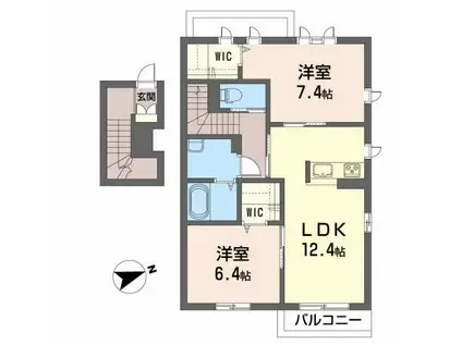 シャーメゾン安達ヶ原A(2LDK/2階)の間取り写真