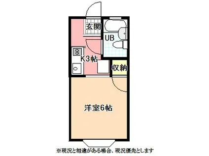 ハイツヒロ(1K/2階)の間取り写真