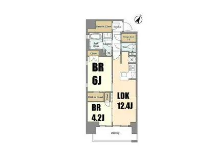 リビオメゾン横濱大通公園(2LDK/8階)の間取り写真