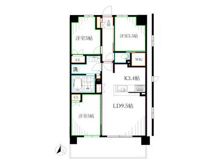 トラープランド蒼麗館(3LDK/5階)の間取り写真