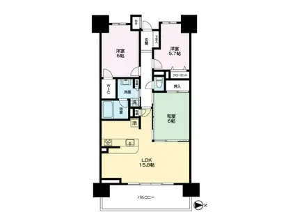 ヒューニティ高崎(3LDK/12階)の間取り写真
