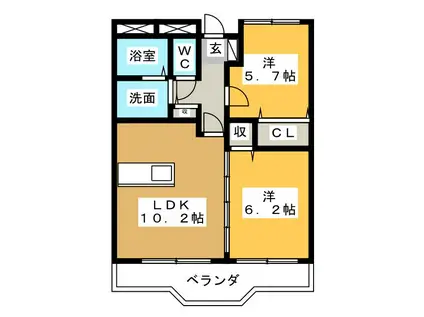 オビ-・ビュ-(2LDK/3階)の間取り写真