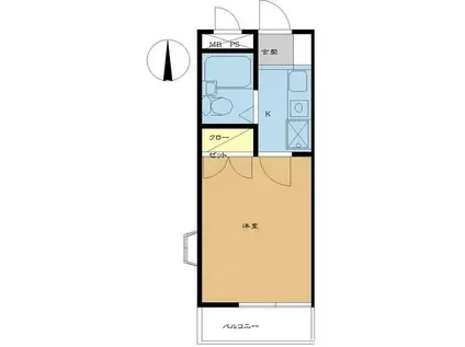 リバティー貝沢(1K/2階)の間取り写真