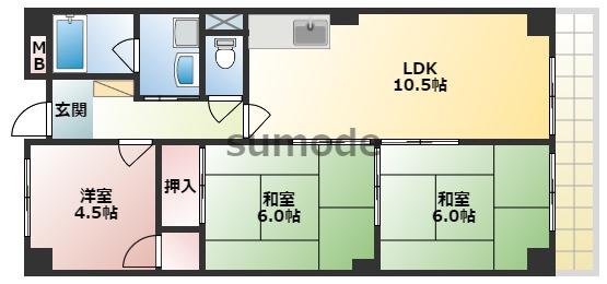 シャトーモンシェール(3LDK/1階)の間取り写真