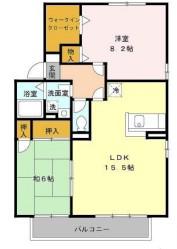カームフォレスト(2LDK/2階)の間取り写真