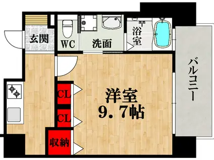 アーバネックス南堀江(1K/3階)の間取り写真