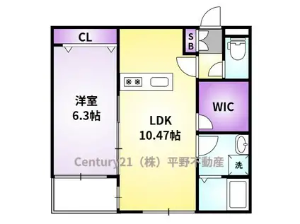 L-BLOOM御井(1LDK/2階)の間取り写真