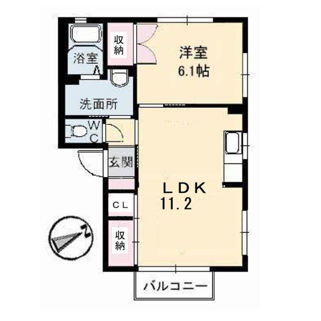 クレスト21A棟(1LDK/1階)の間取り写真