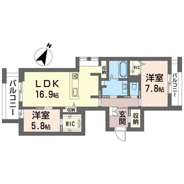 リリーフィア(2LDK/3階)の間取り写真