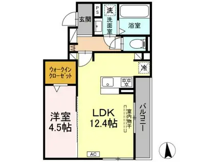 D-CRINUM 富士見町(1LDK/2階)の間取り写真