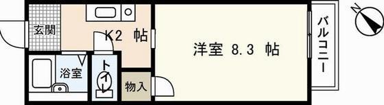 アーバンシティ山手A棟(1K/2階)の間取り写真
