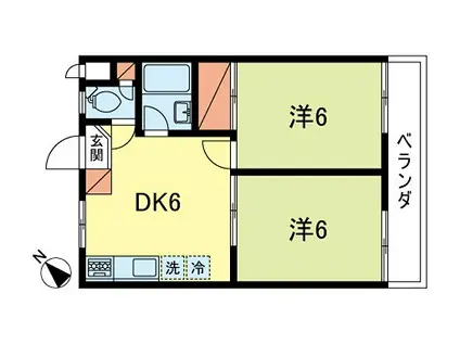 コモンハイム池田(2DK/3階)の間取り写真