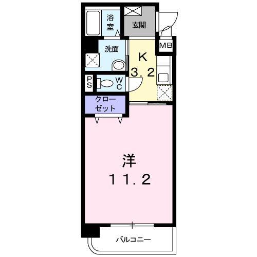 パークサイド(1K/1階)の間取り写真