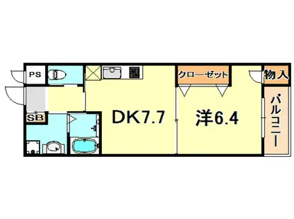 夢野アパートメント(1DK/4階)の間取り写真