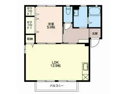 ドミール野村(1LDK/1階)の間取り写真