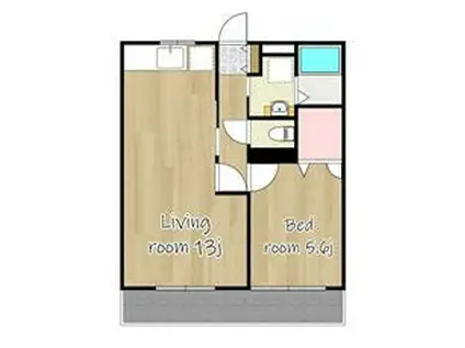 エスポワール山崎(1LDK/2階)の間取り写真