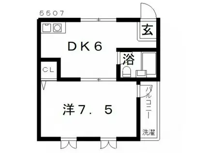 スタンドアップ道明寺(1DK/2階)の間取り写真