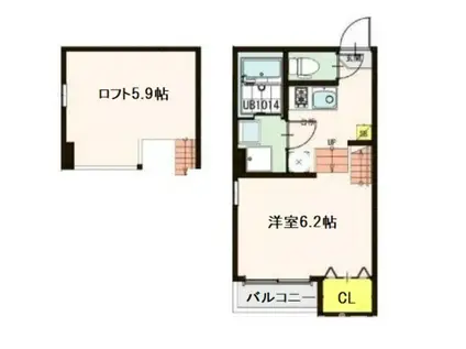 ハピネスベリー(1K/1階)の間取り写真