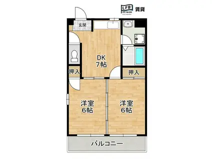 アーバン楠本II(2DK/2階)の間取り写真