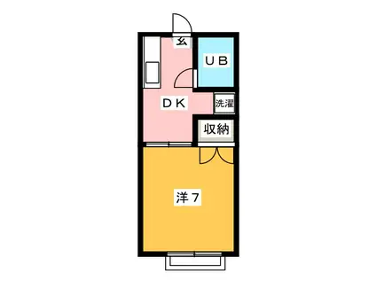 パルミエ パーシモン(1K/1階)の間取り写真