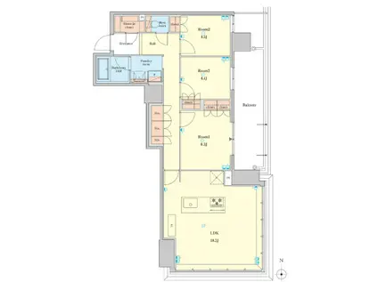 RJR堺筋本町タワー(3LDK/3階)の間取り写真