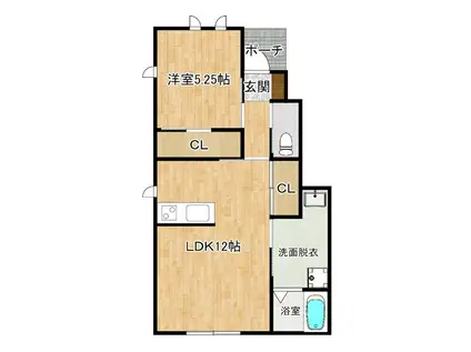 クロノスライハ(1LDK/1階)の間取り写真