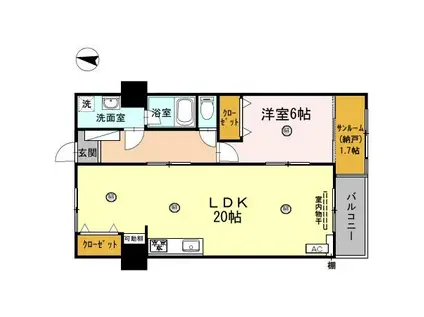 ファミール五反田(1LDK/6階)の間取り写真
