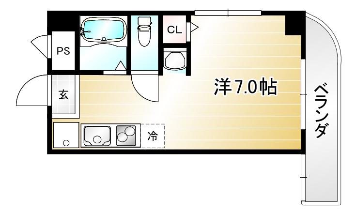 ハウス・ザ・クレスト(ワンルーム/3階)の間取り写真