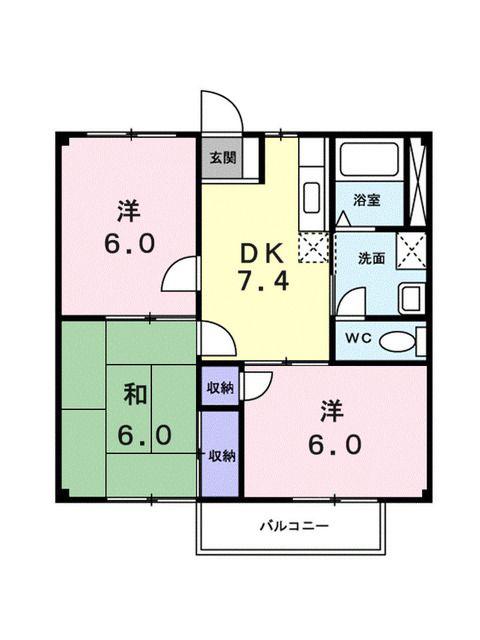 ニューシティ古川(3DK/1階)の間取り写真